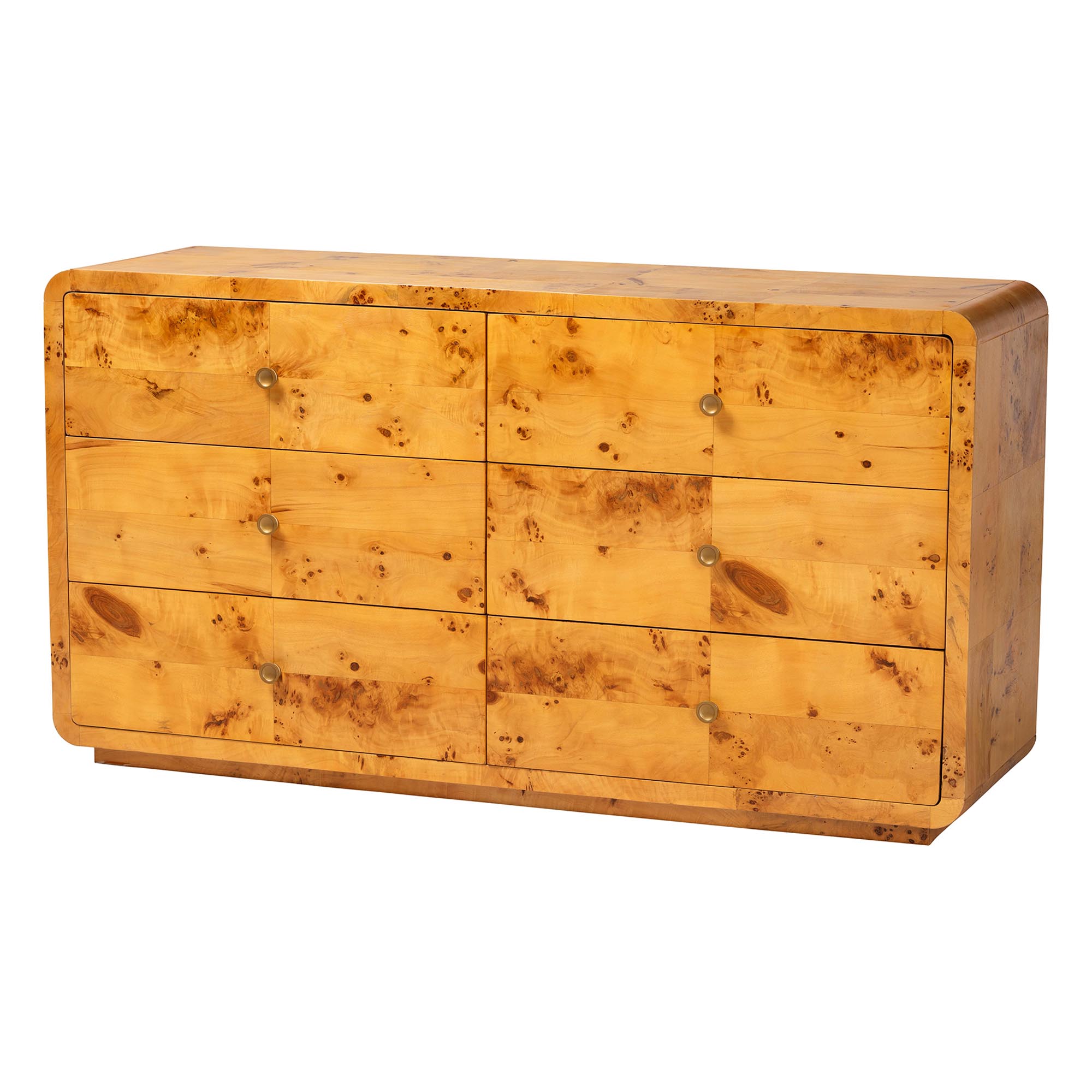 bali & pari Netra Modern and Contemporary Natural Real Burl Wood 6-Drawer Dresser